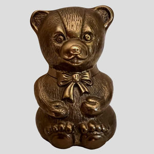 Brass Teddy Bear Coin Bank Screw Held Bottom Older Vintage Collectible